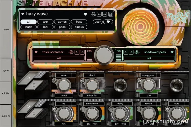 复古合成器音色的绚丽调色板Cradle State Machine Psychedelic Synths v1.0.0 [WiN]-乐声音频-资源网