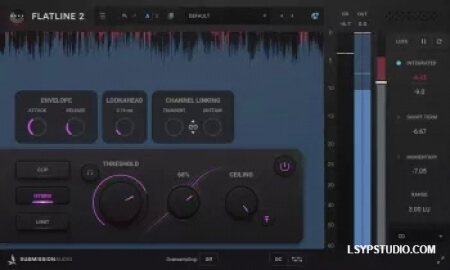 削波器、限制器和智能最大化器于一体的音频母带处理工具SubMission Audio Flatline 2 v2.0.6 U2B [MacOSX]-乐声音频-资源网