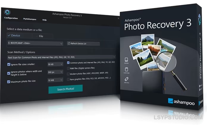 恢复已删除或已损坏的图片Ashampoo Photo Recovery 3.0.2 x64 Multilingual-乐声音频-资源网