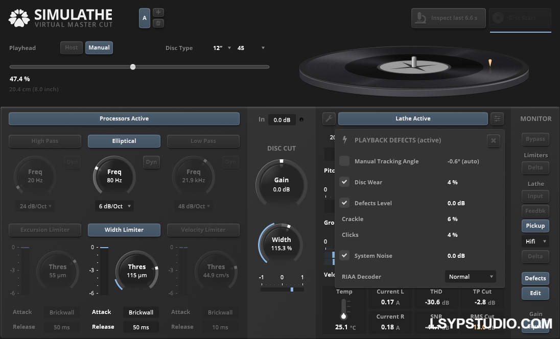 精准模拟唱片母带制作流程的软件Tokyo Dawn Records TDR SimuLathe CUT v1.1.1 [MacOSX]-乐声音频-资源网