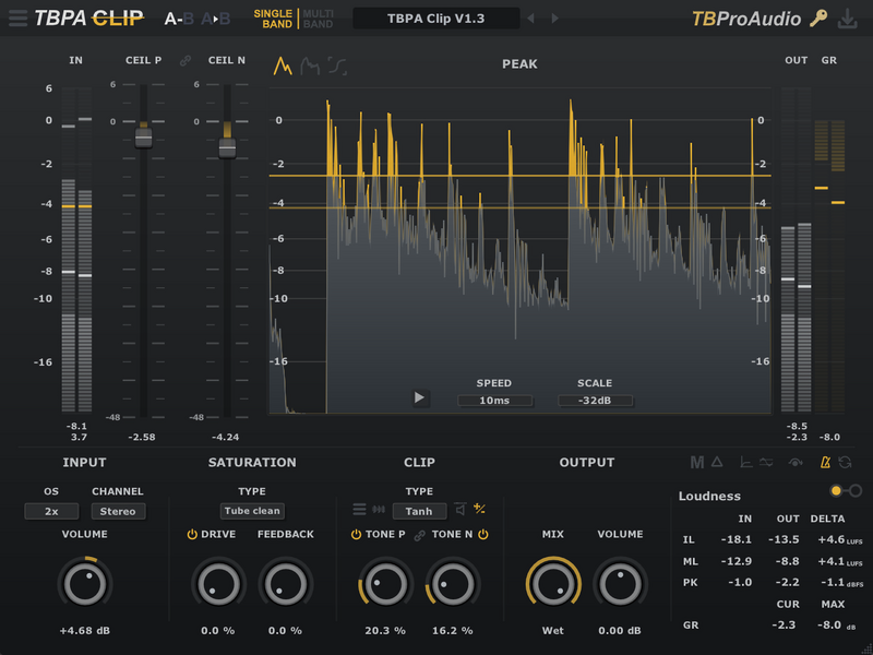 单频段/多频段饱和器/削波器TBProAudio TBPAClip v1.3.3 [WiN]-乐声音频-资源网