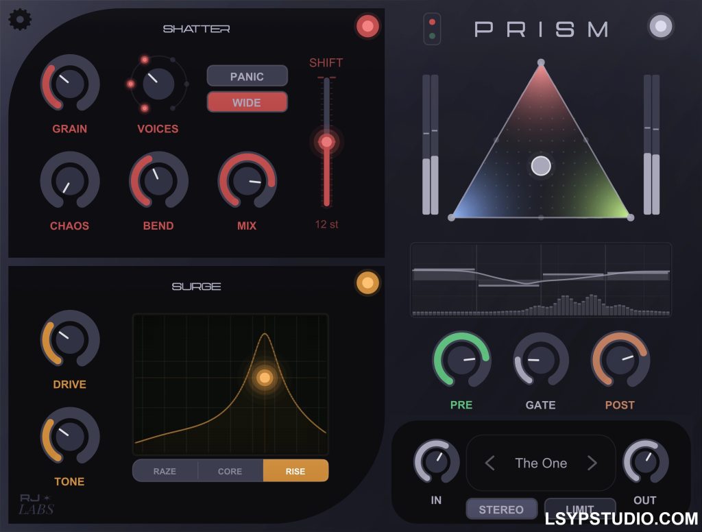 一款带有内置 XY 带通滤波器的八度过载效果器RJ Labs Prism v1.0.3 [WiN]-乐声音频-资源网