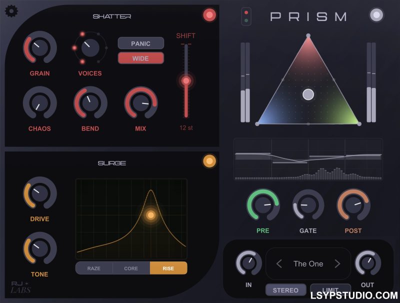 一款带有内置 XY 带通滤波器的八度过载效果器RJ Labs Prism v1.0.3 [WiN]-乐声音频-资源网