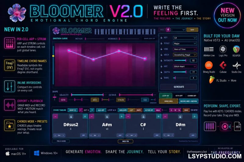 情感 MIDI 和弦引擎The Freequency BLOOMER v2 Emotional Chord Engine [WiN, MacOSX]-乐声音频-资源网