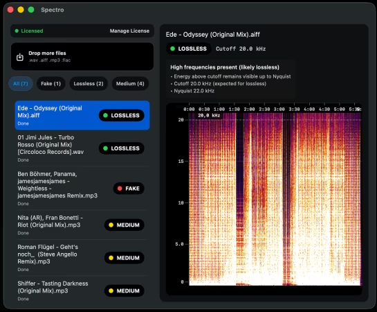 原生音频检测工具Spectro 1.5.3 MacOS-乐声音频-资源网
