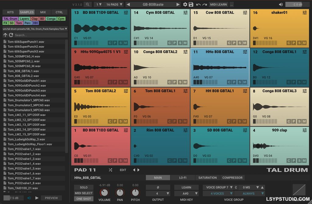图片[1]-鼓采样器，适用于鼓、短采样和循环乐段Togu Audio Line TAL-Drum v3.1.5 [WiN]-乐声音频-资源网